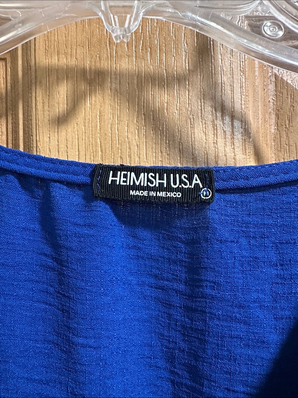 Hemish USA Royal Blue V-Neck Textured Short Sleeve Blouse - Picture 2 of 7